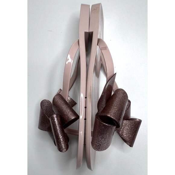 Melissa Women's Rubber Pink Bow Glitter Flip Flops Size 9 - Picture 12 of 12